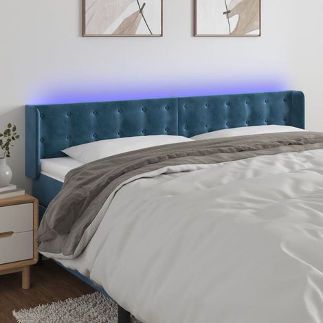 Cabecero con LED de terciopelo azul oscuro 203x16x78/88 cm vidaXL (1/5)