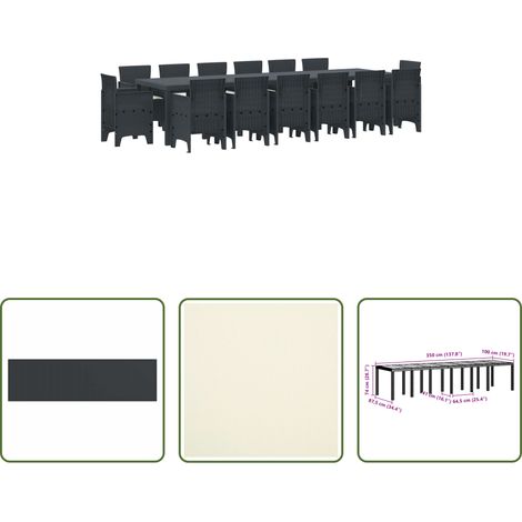 Freiluft Essplatz - Garten Essgruppe 15 pcs Anthrazit Polt Rattan (1/5)