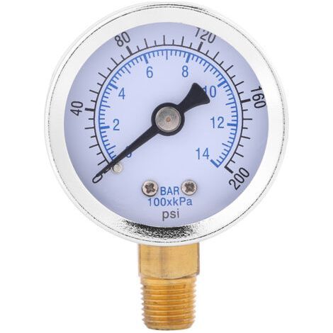 Manomètre hydraulique 0-200 psi / 0-14 bar, cadran 40 mm, filetage 1/8" NPT (1/5)