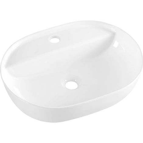 Dritto Aufsatzwaschbecken 51,5 x 39 cm, oval, mit Hahnloch, weiß (1/5)