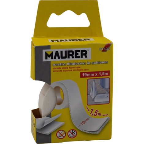 NASTRO BIADESIVO IN SCHIUMA BIANCO H19MM 1,5MT X INTERNO MAURER