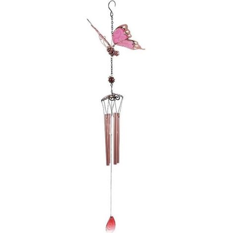 Baoblaze Windspiele – Leuchtender Schmetterling aus Eisen – Aluminiumrohr – Rose
