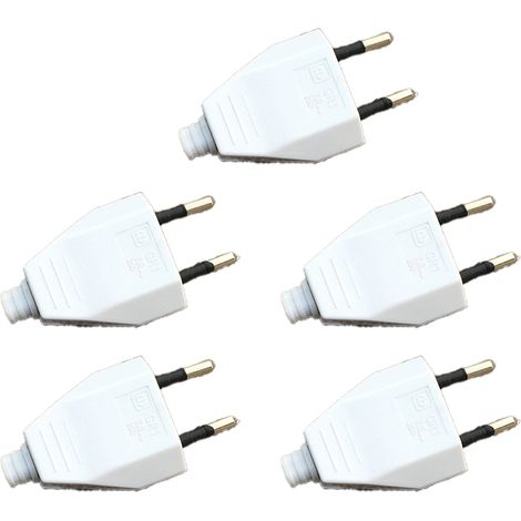 Lot de 5 prises européennes Europlug de remplacement, recâblables, pour bricolage, adaptateur de voyage UE 250 V CA (1/5)