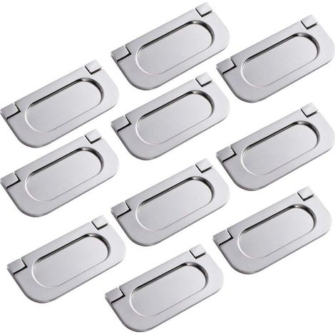 10x Poignées invisibles, Cuisine Armoire Porte Poignées Placard Tiroir Chambre Meubles Tirer avec des vis, Acier inoxydable (1/5)