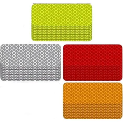 Autocollants réfléchissants - 36 pièces - Réflecteur Vélo - Réflecteurs de vélo - Réflecteur auto-adhésif - Vélo cargo - Réflexion camion - 3x8cm - Rouge, blanc, vert, jaune (1/5)