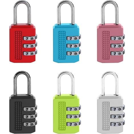 Serrure à Combinaison, 6 Pcs Cadenas à Combinaison Serrure Combinée 3-Chiffres Numero Cadenas Code Cadenas à Code Résistant à l'Eau la Rouille pour Valise, Porte Extérieure, Casier (1/5)