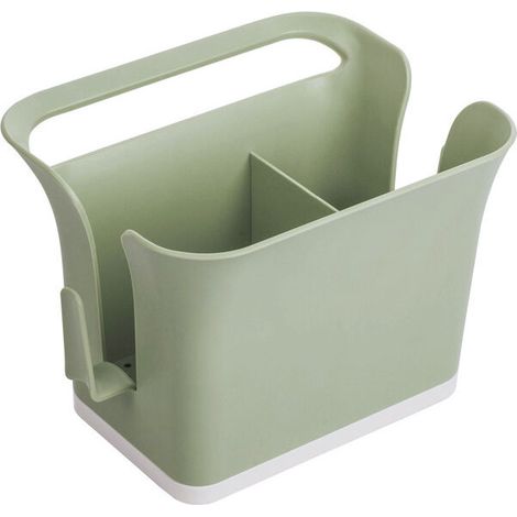 Boîte De Rangement De Couverts en Plastique Organisateur De Caddy Bin, Baguettes Creuses Cage Ustensile Séchage Rack Ustensiles De Cuisine Support Égouttoir Panier avec Plateau D'évier - Vert (1/5)