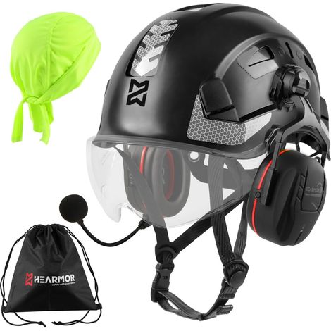 Höhenarbeiten Casque industriel pour adulte avec protection auditive active ABS Casque de protection certifié EN12492 Conforme EN397 Absorption des chocs et résistance à la pénétration Test (1/5)