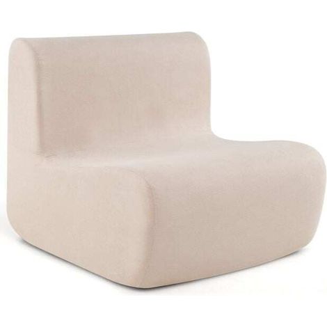 Lazy Floor Sofa Armchair in Soft Velvet with Ergonomic Support, Comfortable Single-Seater Sofa for Reading by the Fire, Beige (1/5)