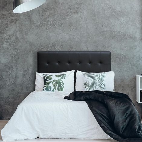 Cotecosy – Tête de lit 140cm noir – Capitonnage classique-chic – Simili et P.U. – Dimensions H120 x P8 cm pour chambre design (1/4)