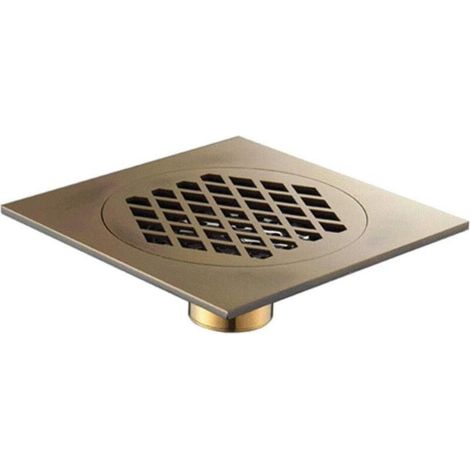 Siphon de Sol en cuivre pour Salle de Bain, crépine de vidange carrée pour évier de Douche, doré (1/4)