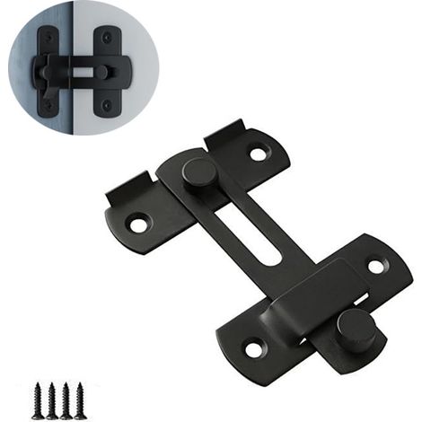 Verrou coulissant noir à pêne dormant pour portes et fenêtres, fermeture loquet de sécurité, vis incluses (1/5)