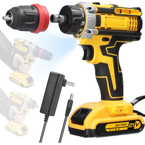 21V 2in1 Lithium Drill Electric Screwdriver Multi-function Power Tool High Brushed Motor Practical Screw Driver for Home Appliances Furniture Installation Automotive Electronics Repairing