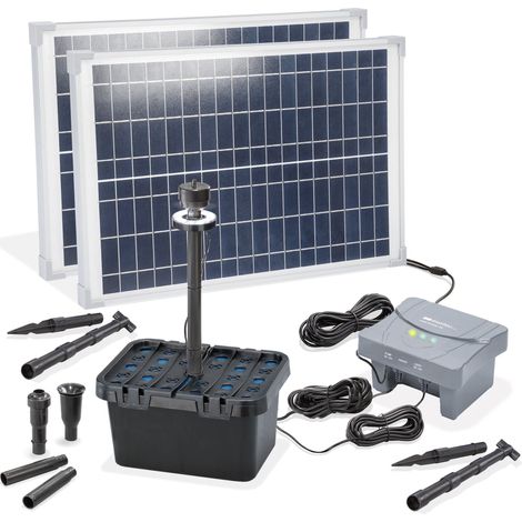 esotec Solar Teichfilterset Profi 50/1400 LED  LiFePo4 Akku Solarmodule 100954