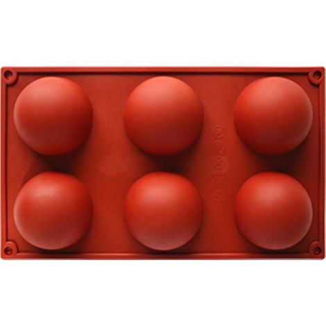 1 moule en silicone à 6 cavités, demi-sphérique, diamètre 6,5 cm, pour bombes chocolat, mousses, gelées et desserts (1/5)