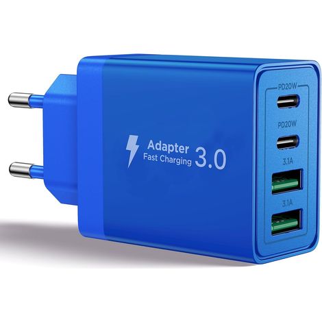 Chargeur USB C, 40W 4 Port Prise USBC Chargeur Rapide iPhone, 3.1A PD+QC Type C Adaptateur Multi Secteur Chargeur pour iPhone16 15 14 13 12 11 Pro Max X XS XR 8 7 6S Plus Mini SE,iPad,Samsung (1/5)