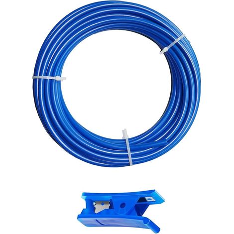 Universal Water Line Connection Kit Blue 20m Water Supply Pipe Fitting for Refrigerator Osmosis Water Filter Fitting (1/4")+Pipe Cutter (1/5)
