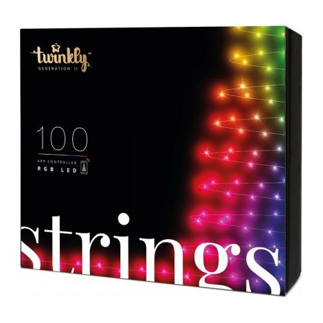 Guirlande lumineuse de Noël 100 LED RVB – 8 mètres – Contrôle par application – Intérieur et extérieur – Fil noir – Twinkly