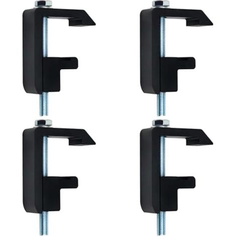 Lot de 4 pinces de montage robustes en alliage d'aluminium compatibles avec 05+ Tacoma 07+ Tundra avec rails de cargaison, clips de système de rail utilitaire sans perçage, surface noire (1/5)