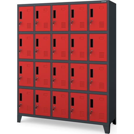 Vestiaire métallique ROBERT 1360 x 1720 x 450 mm, anthracite et rouge
