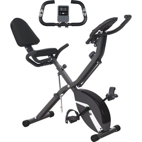 SPORTNOW bicicleta estática plegable silenciosa con resistencia magnética de 8 niveles volante pantalla LCD banda de resistencia carga 110 kg negro (1/5)