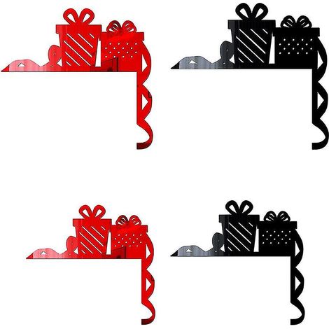 Autocollants muraux décoratifs pour interrupteur, boîte cadeau de Noël mignonne (4 pièces), décalcomanies acryliques (1/5)
