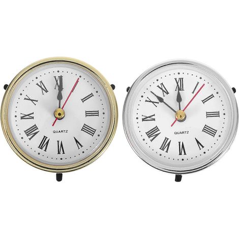 Lot de 2 inserts pour horloge : diamètre du trou de fixation : 65 mm (2,55 pouces). Mouvement de remplacement pour horloge à chiffres romains rétro, idéal pour décorer un mur de salon, une chambre ou  (1/5)