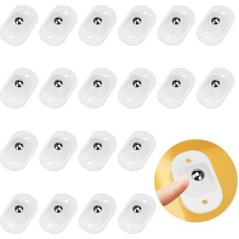 20 ruedas autoadhesivas de bola, ruedas de transferencia de bola, cojinete transportador con 2 orificios de montaje, ruedas pequeñas para muebles, equipos de transporte, color blanco. (1/4)