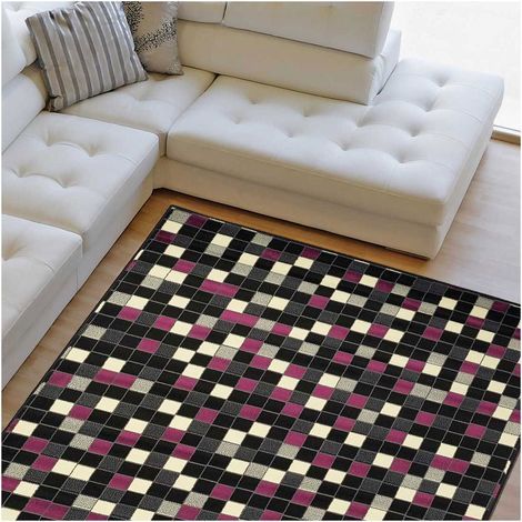 Tapis chambre 80x150 fuchsia rectangle tissé motif géométrique PICASLER (1/5)