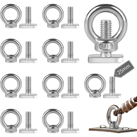 10 Pcs Ecrous à œil de Taille M8 Tige Filetée M825mm Écrou à Anneau de Levage Boulon à œil Anneaux en Inox D'écrous à Anneau Femelle Boulon à Oeil pour Raccord de Corde Accessoires de Levage (1/5)