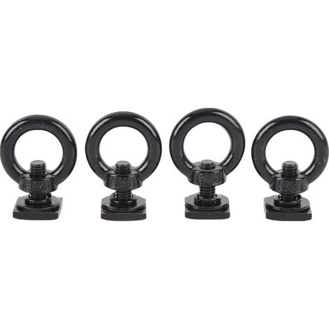 Lot de 4 ancrages d'arrimage pour Rail en T pour galerie de Toit, M8 Robuste en Acier Inoxydable avec Fente en T, Anneaux d'arrimage pour galerie de Toit, kit d'ancrage pour (Noire) (1/5)