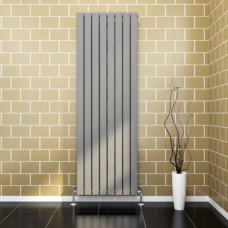 ELEGANT 1800x608mm Anthracite Vertical Radiator Double Flat Panel Designer Radiator Central Heating with Angled Radiator Valves (1/5)
