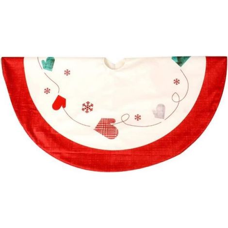 1 Jupe de sapin, 122cm, Flanelle, Rouge et Blanc, Décoration de Noël, Intérieur (1/3)