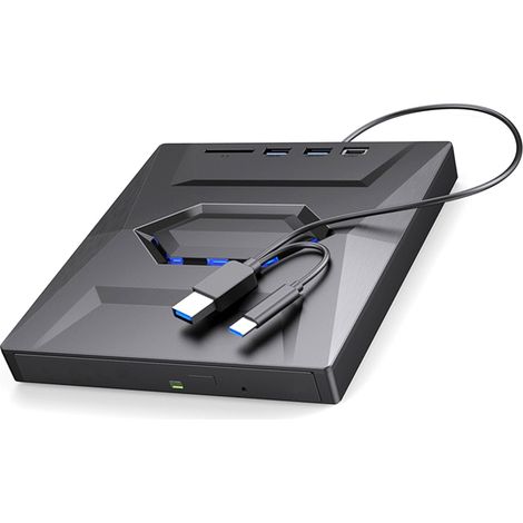 Graveur DVD externe USB 3.0 avec port USB et emplacements pour cartes optiques - Slowmoose (1/3)