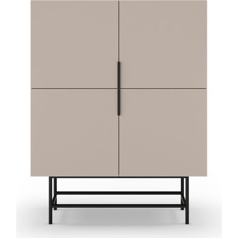 Buffet haut 4 portes en bois et métal H128cm - Beige - Vintara (1/5)