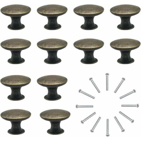 12 pomos de latón antiguo de 30 mm para cajones, tiradores para armarios de cocina, cómodas y armarios, bronce antiguo. (1/4)