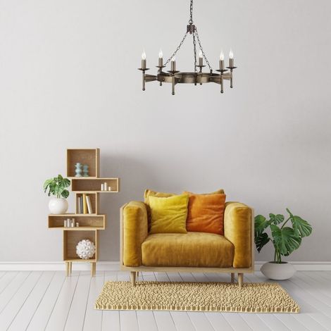 Lustre suspension plafonnier fer bronze D 81 cm lampe salle à manger (1/2)