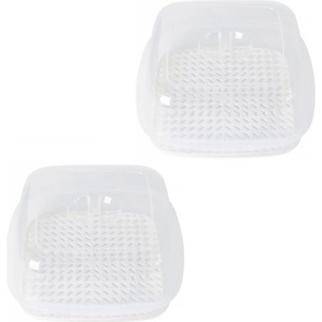 2 Pièces Boîte à Vapeur Four à Micro-ondes Four Micro Bac à Micro-ondes Corbeille Boîtes à Ustensiles De Cuisine Micro-ondes Bateau à Vapeur Cuiseurs à Vapeur Blanche Pp (1/5)