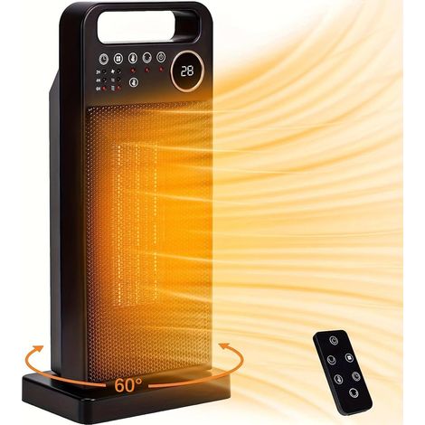 Ej.Life – Radiateur soufflant électrique céramique 2000W – Oscillation 120° – Minuterie 2 à 12H – Protection surchauffe et basculement – 3 vitesses (1/5)