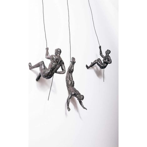 Set aus 3 dekorativen Bronze-Wandfiguren, die Männer beim Abseilen darstellen. (1/5)