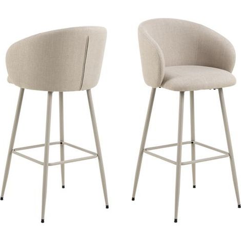 Lot de 2 chaises de bar en tissu avec accoudoirs et repose-pieds SÖREN (1/5)