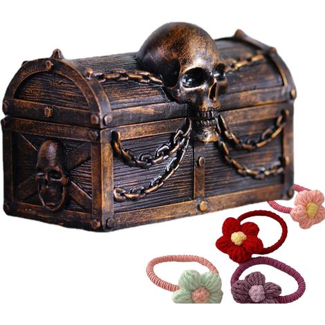 Petit coffre - Boîte de rangement vintage pour trésors , Collection cadeaux fête pirates Porte-bijou