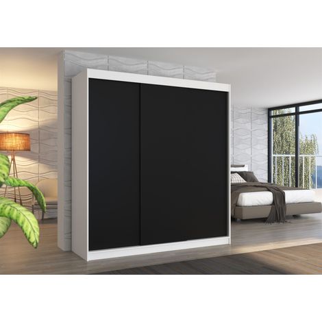 Schiebetürenschrank Schrank Nr.435 in Weiß- Schwarz matt 200x215x58 cm (1/3)