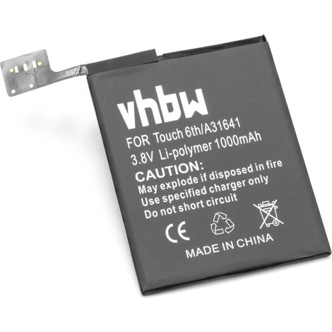 vhbw Akku kompatibel mit Apple iPod Touch 6, A1574 MP3-Player Musik Player (1.000mAh, 3,85V, Li-Polymer)