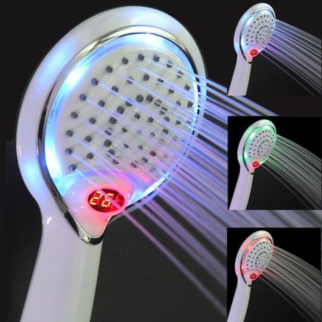 LED-Duschkopf, LED-Duschkopf mit Handbrause, Duschkopf mit 3 Farben und Temperaturregelung, LED-Duschkopf mit Temperaturregelung, Duschbrause mit Temperaturregelung
