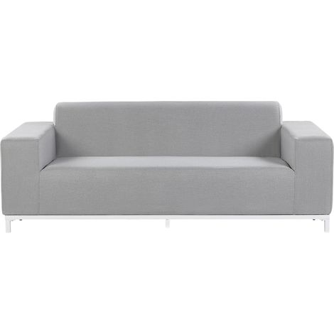 Sofá 3 plazas de poliéster gris claro blanco patas metal interior exterior Rovigo
