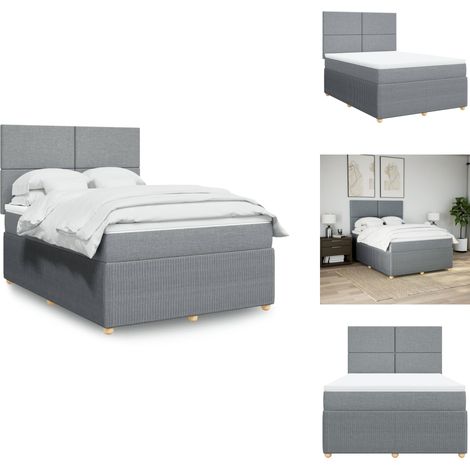 Sommier à lattes de lit avec matelas Gris clair 160x200cm Tissu - Sommier À Lattes De Lit - Sommiers À Lattes De Lit - Lit - Meuble De Chambre À Coucher (1/5)