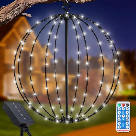 Lanterne solaire 3D métal avec télécommande et 120 LED