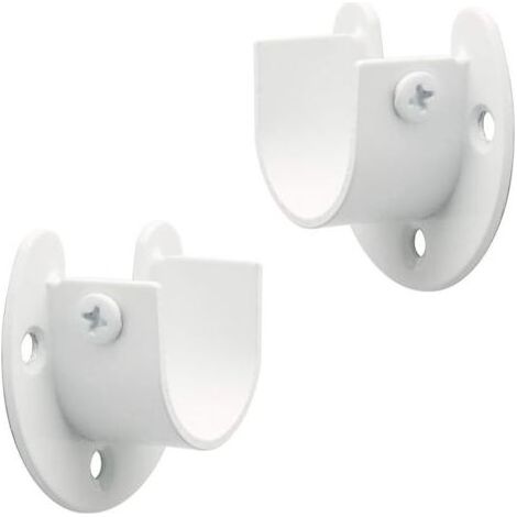 Support Tringle Rideaux Support Barre Penderie en Acier Inoxydable, Réglable Fixation Attache Tringle Rideau pour Tige de 28mm de Diamètre, Blanc, EFL8001UW-2P (1/5)