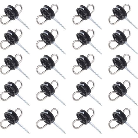 20pcs Isolateurs de Poignée Double œillets Ancre pour Clôture Électrique Basse Impédance (1/5)